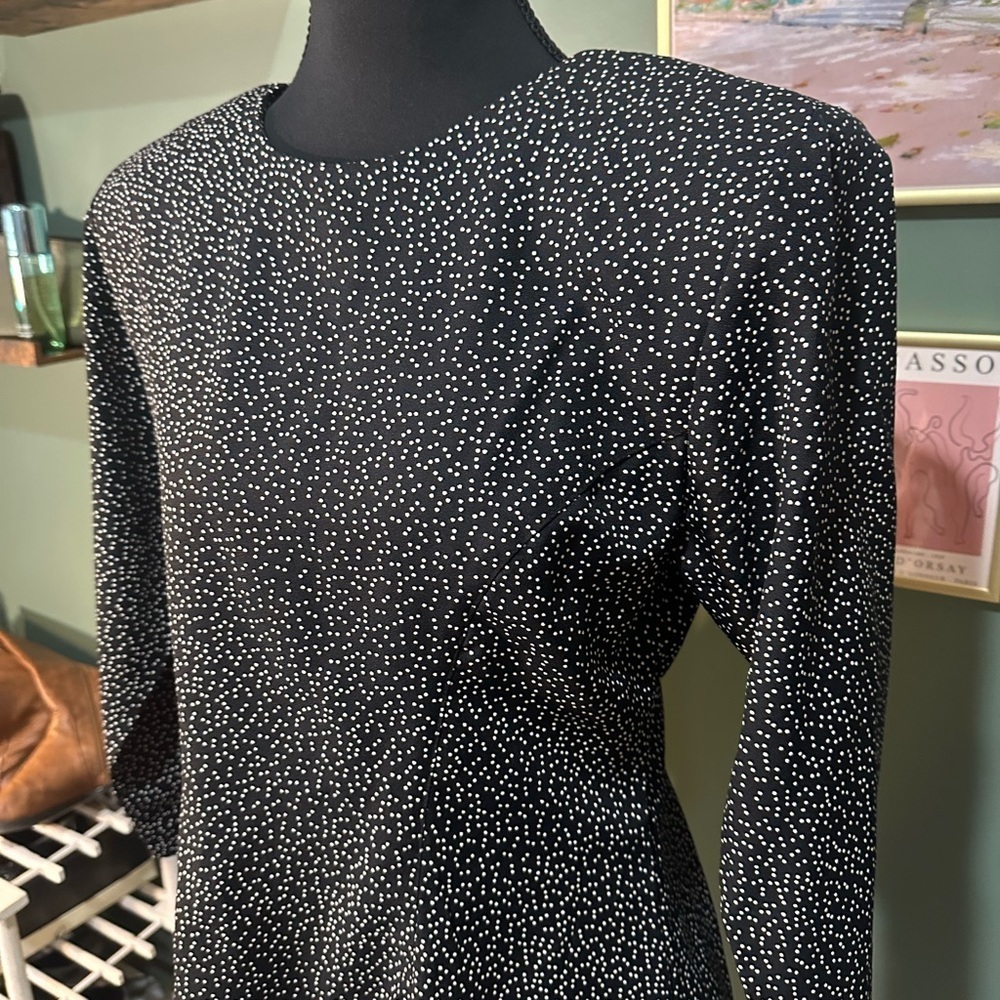 Vintage PJ Klein Petites Black & White Polka Dot Dress Made in USA Size Petite - Picture 6 of 6